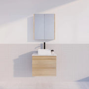 ABS Riva - Riva MF Wall Hung Vanity 600mm - Light Oak - Aqualux Bathrooms