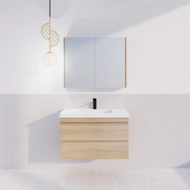 ABS Riva - Riva DF Wall Hung Vanity 900mm - Dark Oak - Aqualux Bathrooms