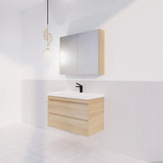 ABS Riva - Riva MF Wall Hung Vanity 900mm - Light Oak - Aqualux Bathrooms