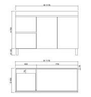 ABS Riva - Riva MFL2 Single Bowl Freestanding Vanity 1200mm - Light Oak - Aqualux Bathrooms
