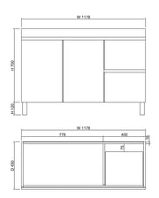ABS Riva - Riva MFL2 Single Bowl Freestanding Vanity 1200mm - Light Oak - Aqualux Bathrooms