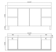 ABS Riva - Riva MFL2 Double Bowl Freestanding Vanity 1500mm - Light Oak - Aqualux Bathrooms