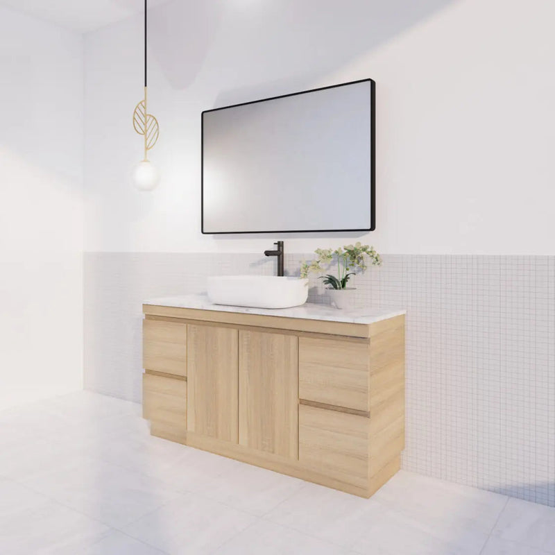 ABS Riva - Riva MFL2 Single Bowl Freestanding Vanity 1500mm - Light Oak - Aqualux Bathrooms