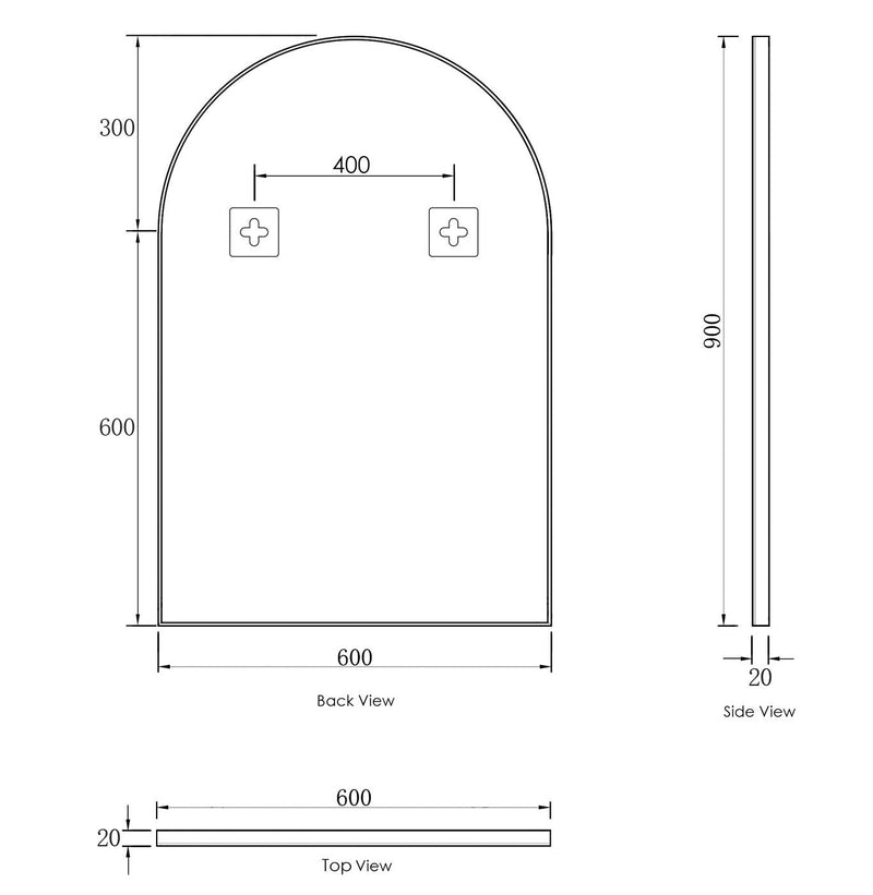 OTTI ARCHIE METAL FRAMED MIRROR BLACK 600X900MM