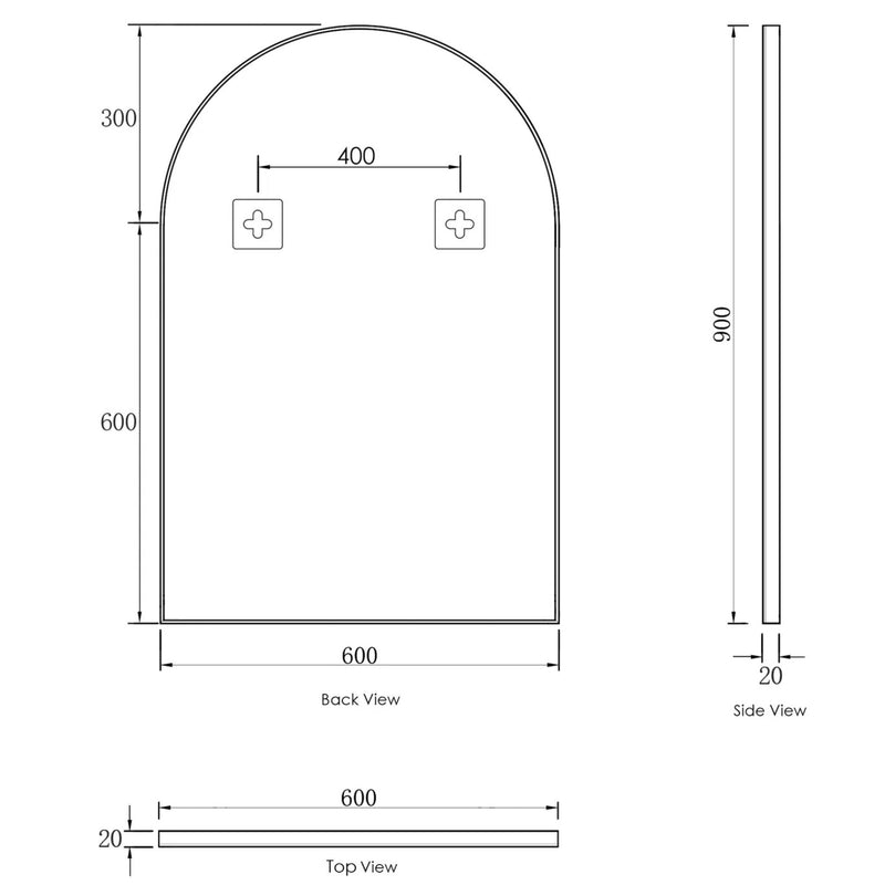OTTI ARCHIE METAL FRAMED MIRROR WHITE 600X900MM