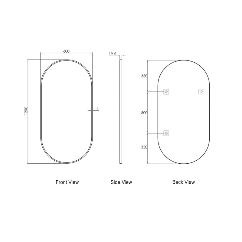 OTTI NOOSA METAL FRAMED MIRROR WHITE 600X1200MM