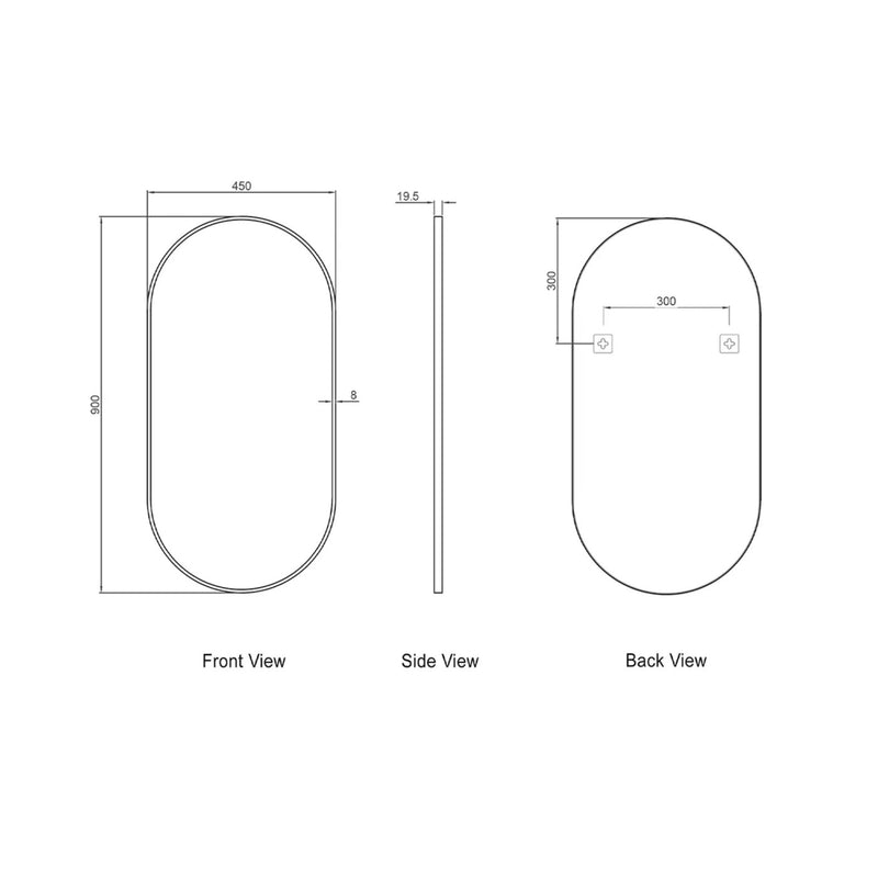 OTTI NOOSA METAL FRAMED MIRROR WHITE 450X900MM