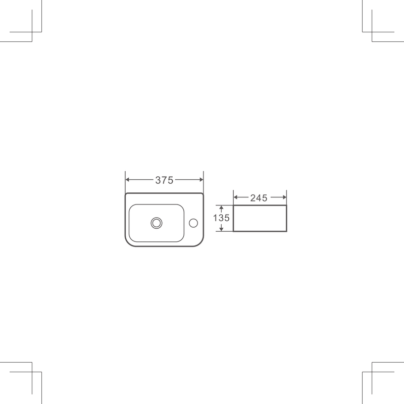 Mini 37R Compact Wall Hung Basin - Aqualux Bathrooms- Mercio