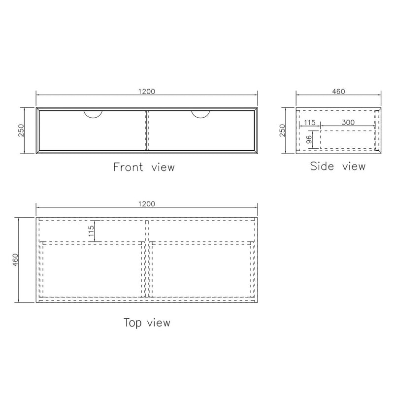 OTTI MOONLIGHT WHITE 1200MM DOUBLE BOWL WALL HUNG CABINET AND BASIN