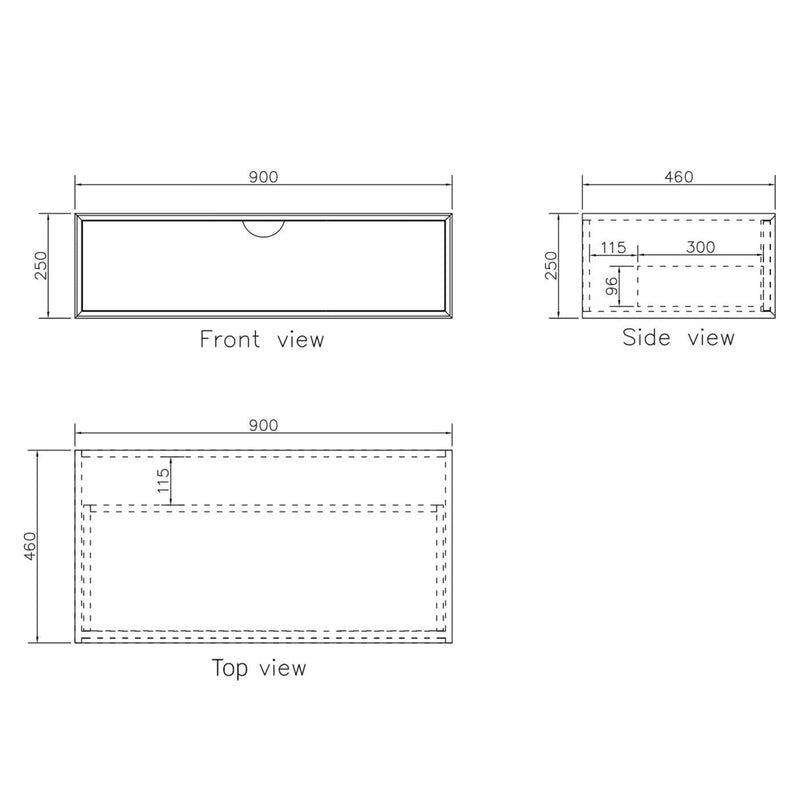 OTTI MOONLIGHT WHITE 900MM SINGLE BOWL WALL HUNG CABINET