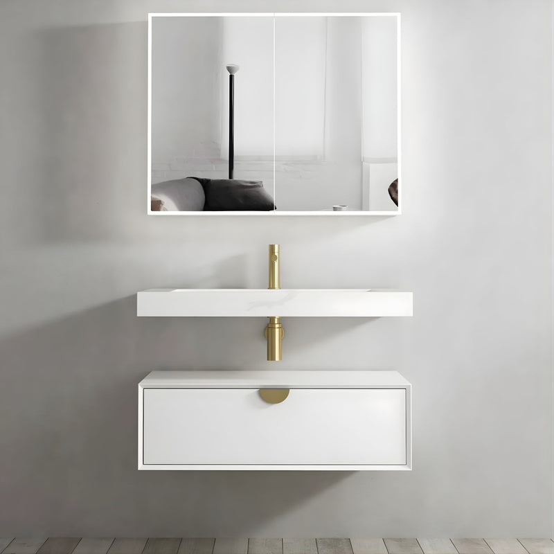 OTTI MOONLIGHT WHITE 900MM SINGLE BOWL WALL HUNG CABINET AND BASIN