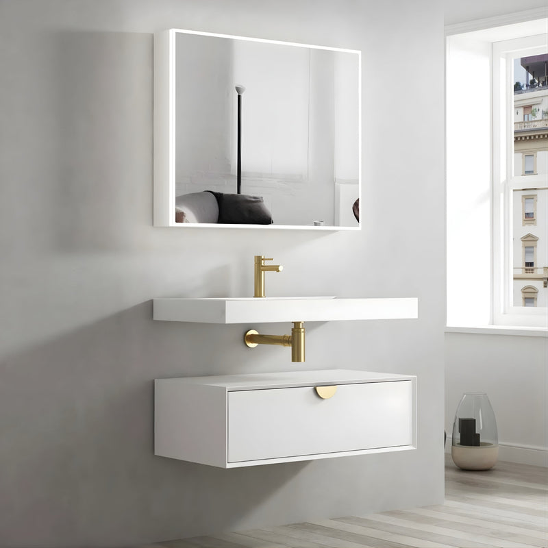 OTTI MOONLIGHT WHITE 900MM SINGLE BOWL WALL HUNG CABINET