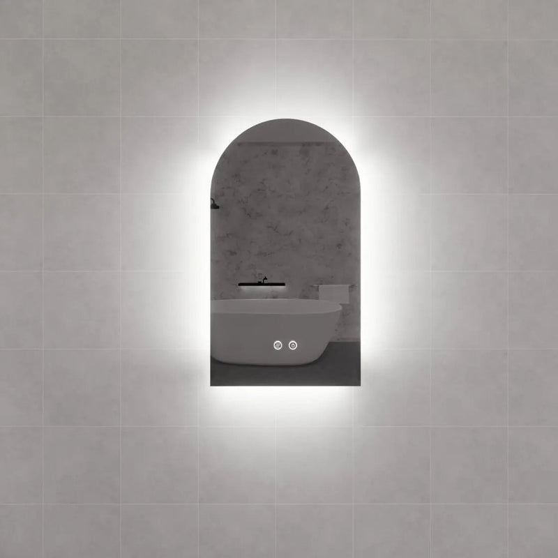 ABS Riva - Riva AR1 Frameless Arch Led Mirror With 3 Colour Lights Backlit 450mm - Aqualux Bathrooms
