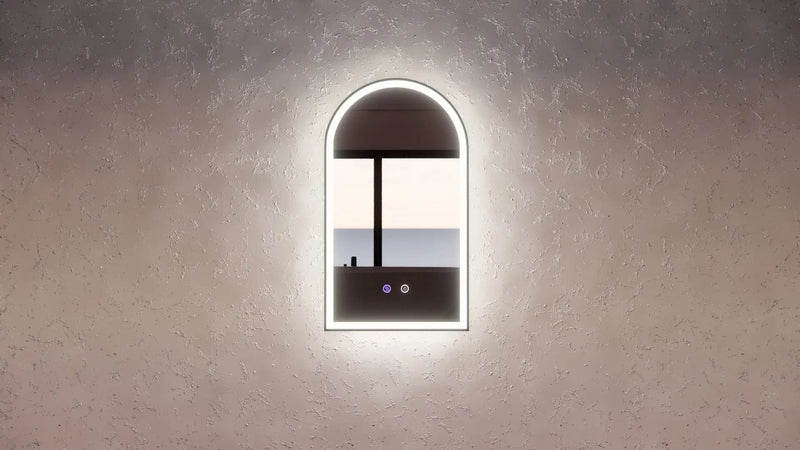 ABS Riva - Riva AR2 Framed Arch LED Mirror With 3 Colour Lights Front Lit and Back Lit 800mm - Black Framed - Aqualux Bathrooms