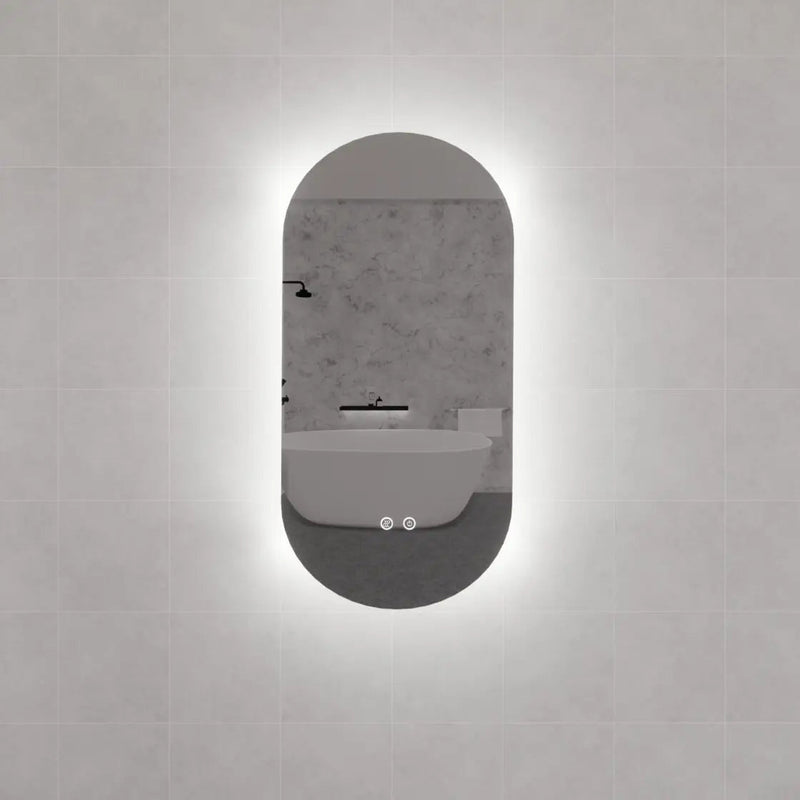 ABS Riva - Riva O2 Frameless Oval Led Mirror With 3 Colour Lights Backlit 450mm - Aqualux Bathrooms