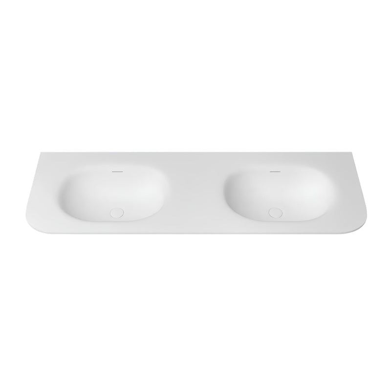 OTTI HAVANA CHLOE SILK MATTE WHITE UNDERMOUNT DOUBLE VANITY SOLID SURFACE STONE TOP WITH BASIN (AVAILABLE IN 1500MM AND 1800MM)