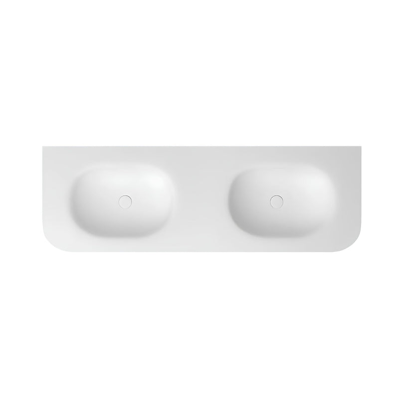 OTTI HAVANA CHLOE SILK MATTE WHITE UNDERMOUNT DOUBLE VANITY SOLID SURFACE STONE TOP WITH BASIN (AVAILABLE IN 1500MM AND 1800MM)