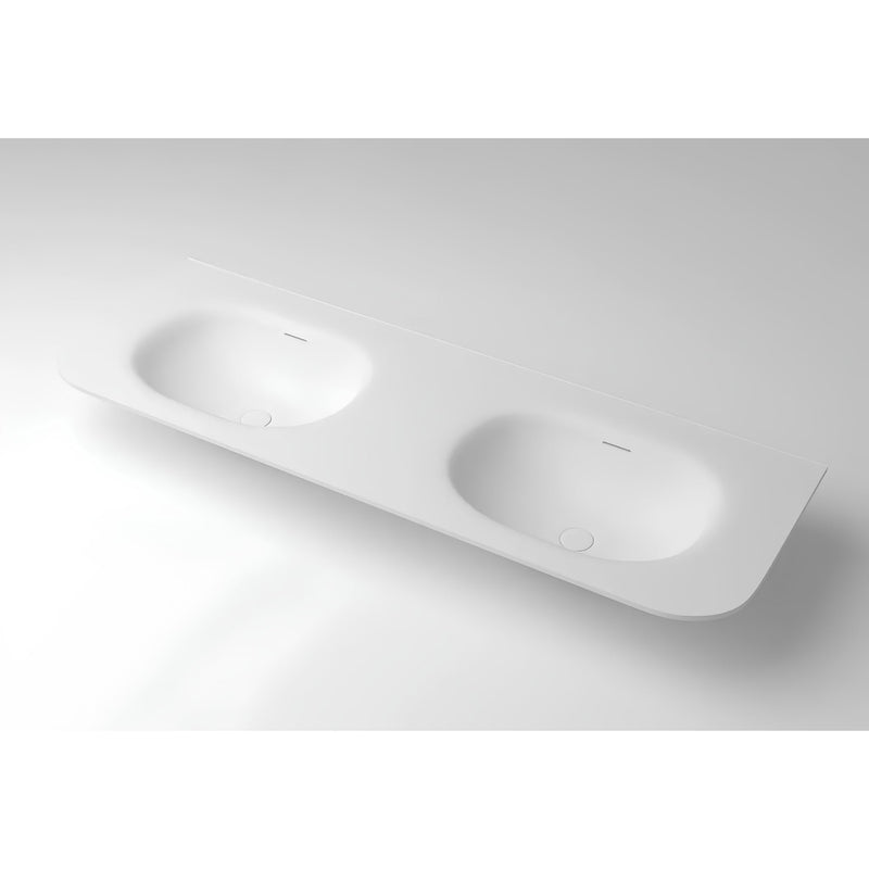 OTTI HAVANA CHLOE SILK MATTE WHITE UNDERMOUNT DOUBLE VANITY SOLID SURFACE STONE TOP WITH BASIN (AVAILABLE IN 1500MM AND 1800MM)