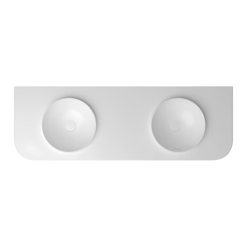 OTTI HAVANA ENGLISH EDGE MATTE WHITE UNDERMOUNT DOUBLE VANITY TOP WITH ROUND BASIN (AVAILABLE IN 1500MM AND 1800MM)