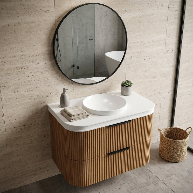 OTTI HAVANA ENGLISH EDGE MATTE WHITE UNDERMOUNT SINGLE VANITY TOP WITH ROUND BASIN (MULTIPLE SIZES AVAILABLE)