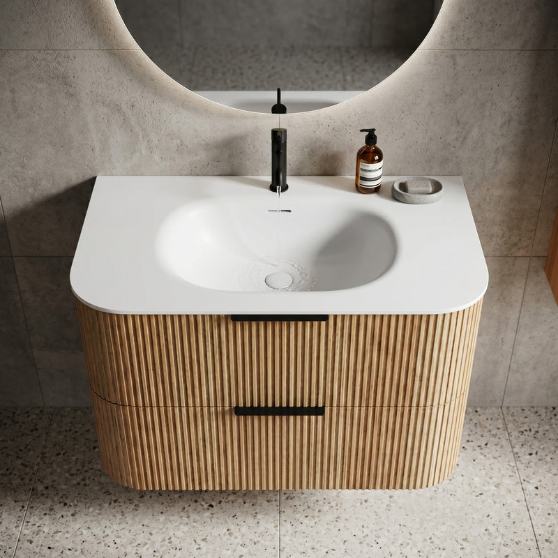 OTTI HAVANA CHLOE SILK MATTE WHITE UNDERMOUNT SINGLE VANITY SOLID SURFACE STONE TOP WITH BASIN (MULTIPLE SIZES AVAILABLE)