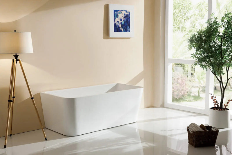 ABS Riva - Riva Mandy Back to Wall Bathtub 1500mm - Gloss White - Aqualux Bathrooms