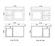 ABS Riva - Riva Miami Wall Hung Vanity 750mm - Matt white - Aqualux Bathrooms