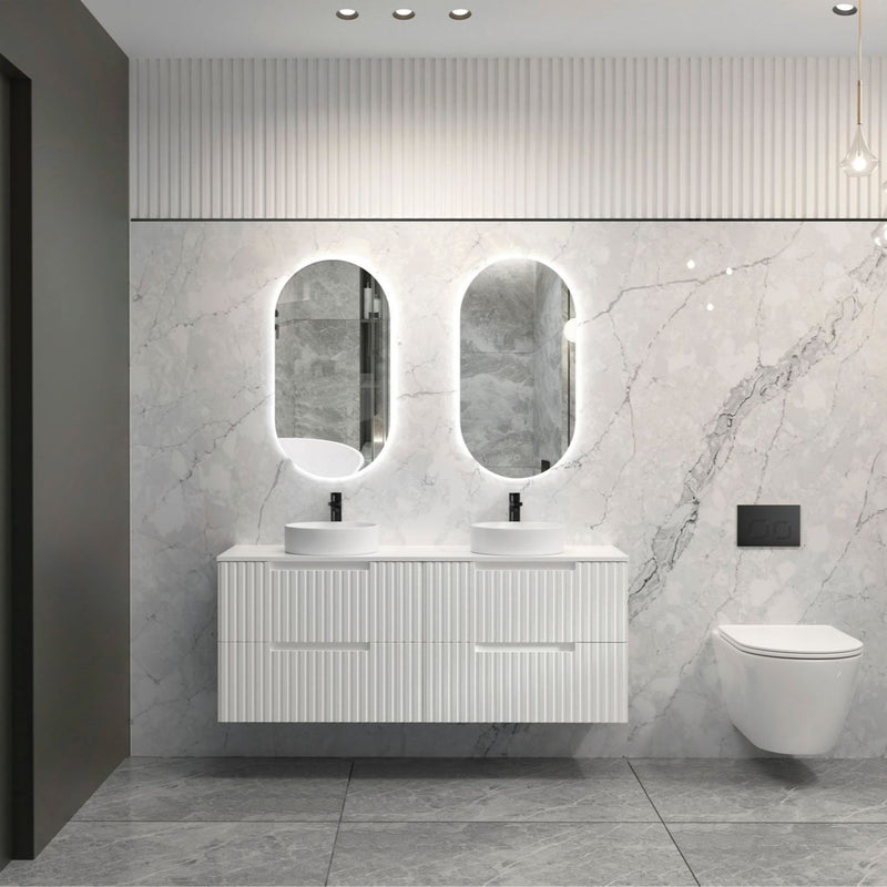 OTTI NOOSA MATTE WHITE 1500MM DOUBLE BOWL WALL HUNG VANITY