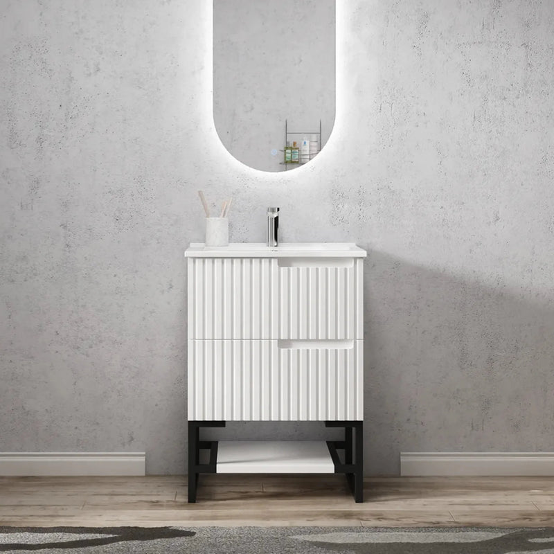 OTTI NOOSA MATTE WHITE 600MM SINGLE BOWL FLOOR STANDING VANITY