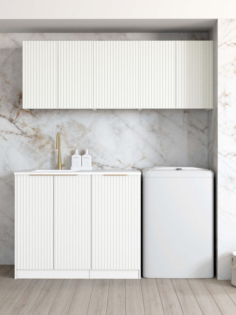 OTTI NOOSA MATTE WHITE FLUTED 415MM WALL LAUNDRY CABINET
