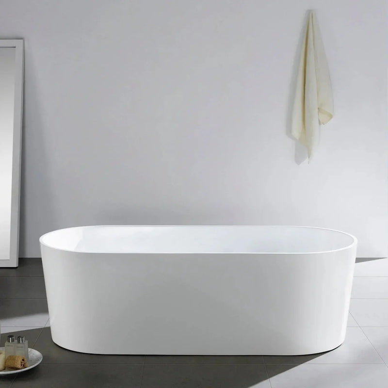 Ovia White Freestanding Bathtub - Non Overflow - Aqualux Bathrooms- Poseidon