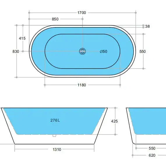 Ovia Black Free Standing - Non Overflow Bathtub - Aqualux Bathrooms- Poseidon