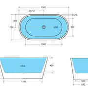 Ovia Black Free Standing - Non Overflow Bathtub - Aqualux Bathrooms- Poseidon