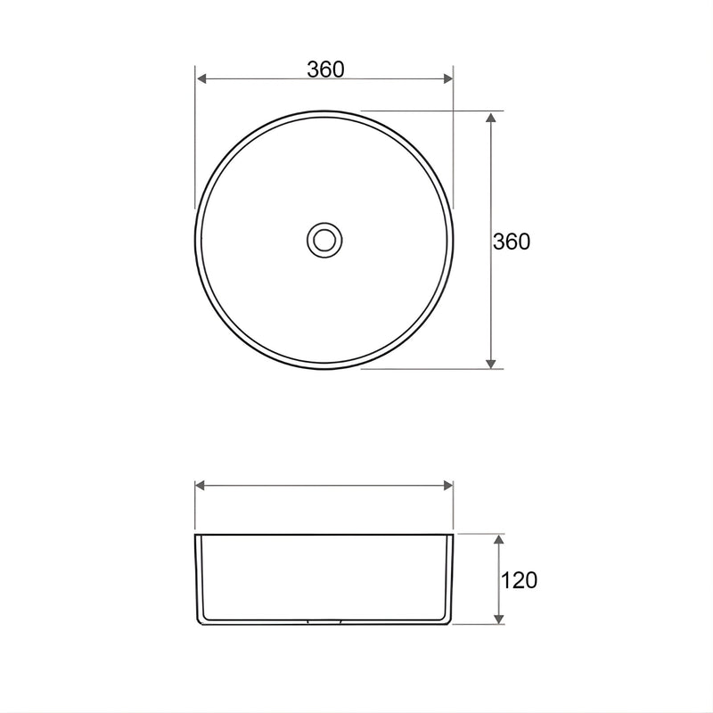 OTTI RADIUS ROUND BASIN GUN METAL 360MM