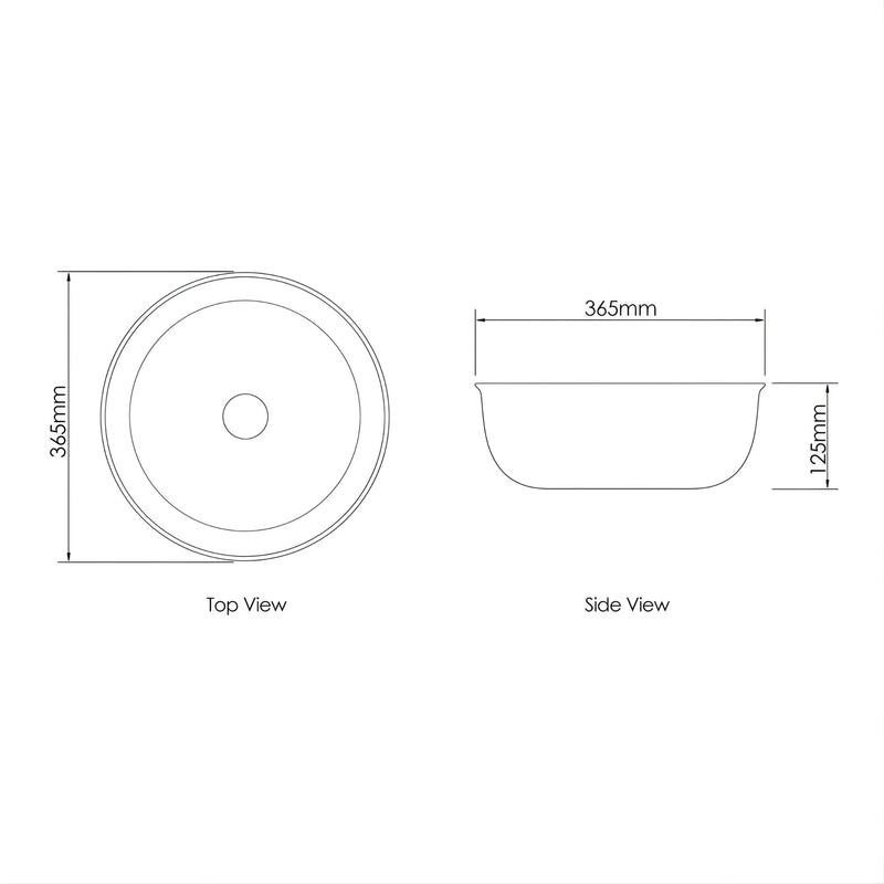 OTTI BRONTE ABOVE COUNTER BASIN MATTE WHITE 365MM