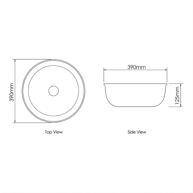 OTTI BRONTE ABOVE COUNTER BASIN MATTE WHITE 390MM