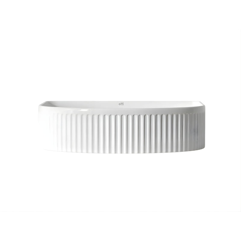 OTTI ARCHIE FLUTED ABOVE COUNTER CERAMIC BASIN GLOSS WHITE 415MM