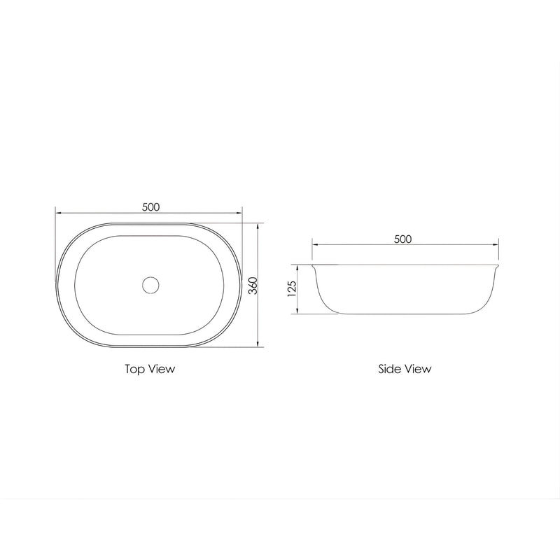 OTTI BRONTE OVAL ABOVE COUNTER BASIN MATTE BLACK 500MM