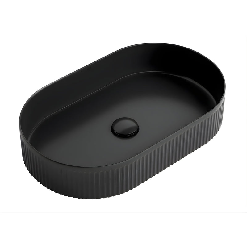 OTTI KENSINGTON FLUTED ABOVE COUNTER BASIN MATTE BLACK 580MM