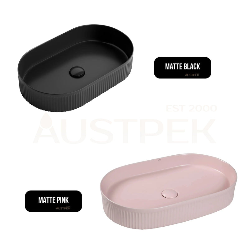 OTTI KENSINGTON FLUTED ABOVE COUNTER BASIN MATTE PINK 580MM