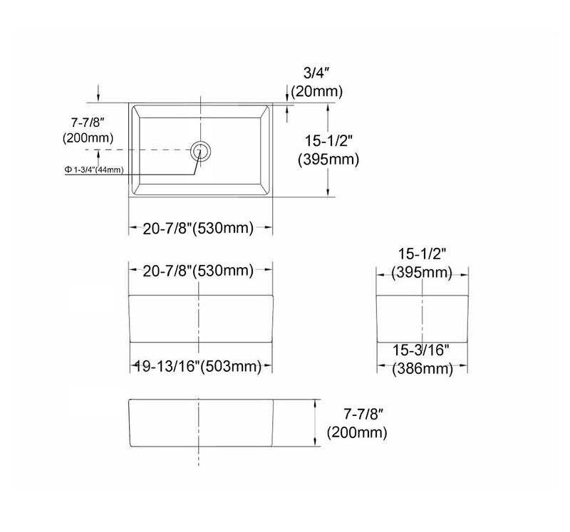 OTTI BUTLER ESSENTIALS SINK WHITE 530MM