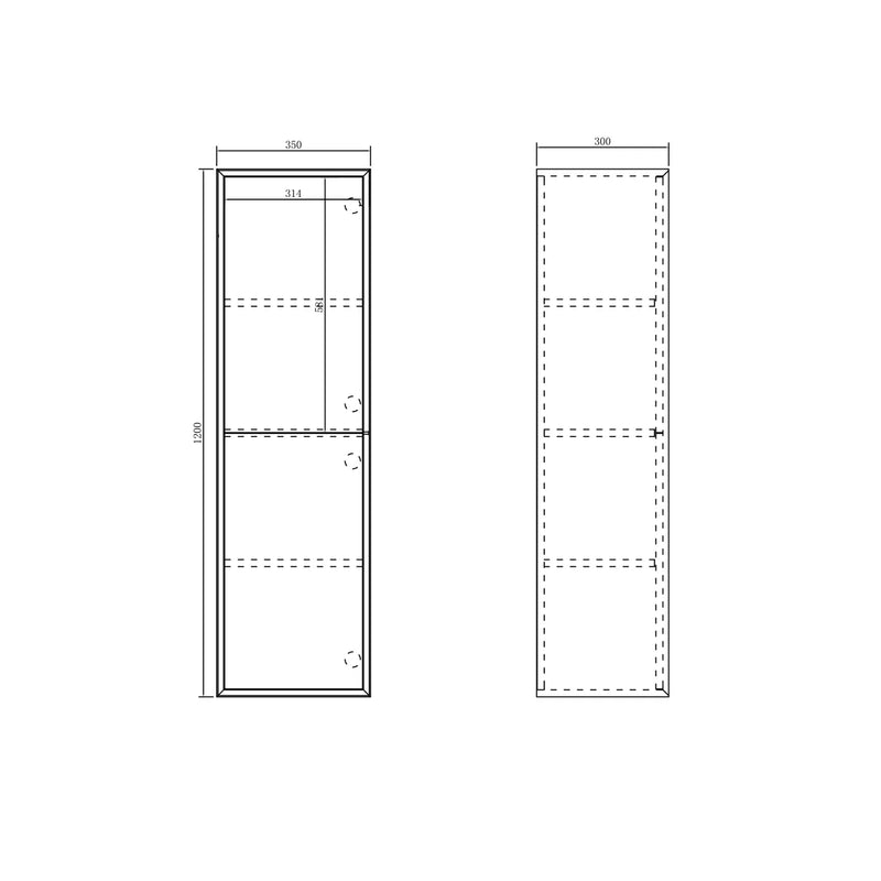 OTTI MARLO WALL HUNG TALL BOY MATTE BLACK 350MM X 1200MM
