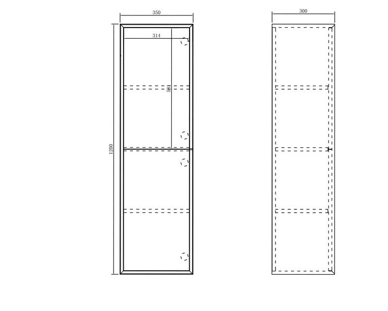 OTTI NOOSA WALL HUNG TALL BOY MATTE WHITE 350MM X 1200MM