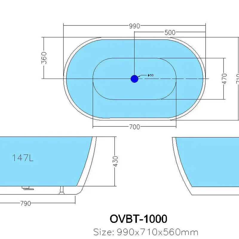 Olivia Freestanding Bathtub - Non Overflow - Aqualux Bathrooms- Poseidon