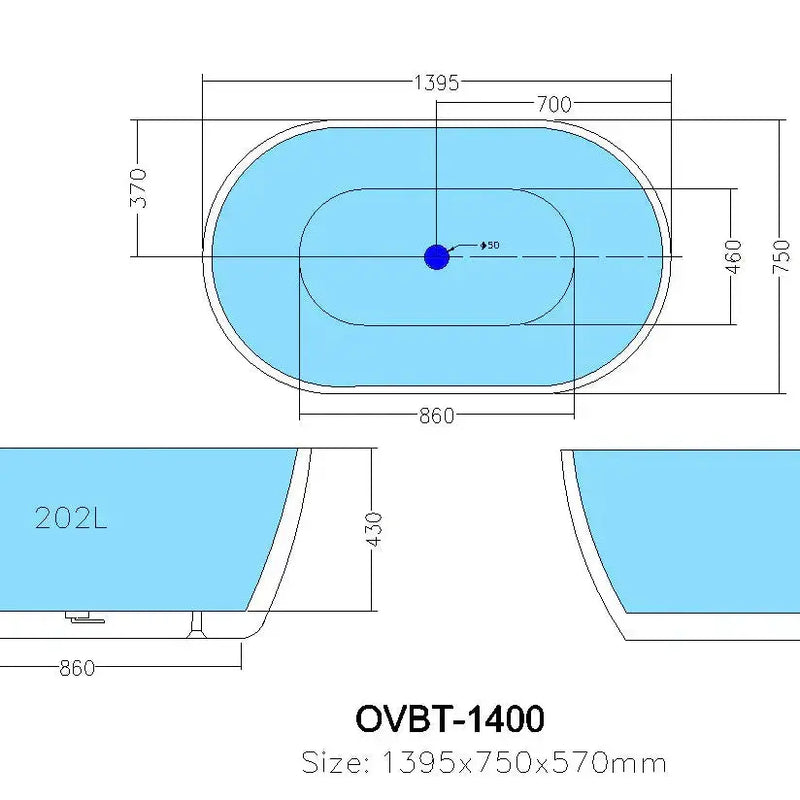 Cocoon Overflow Freestanding Bathtub - Overflow - Aqualux Bathrooms- Poseidon
