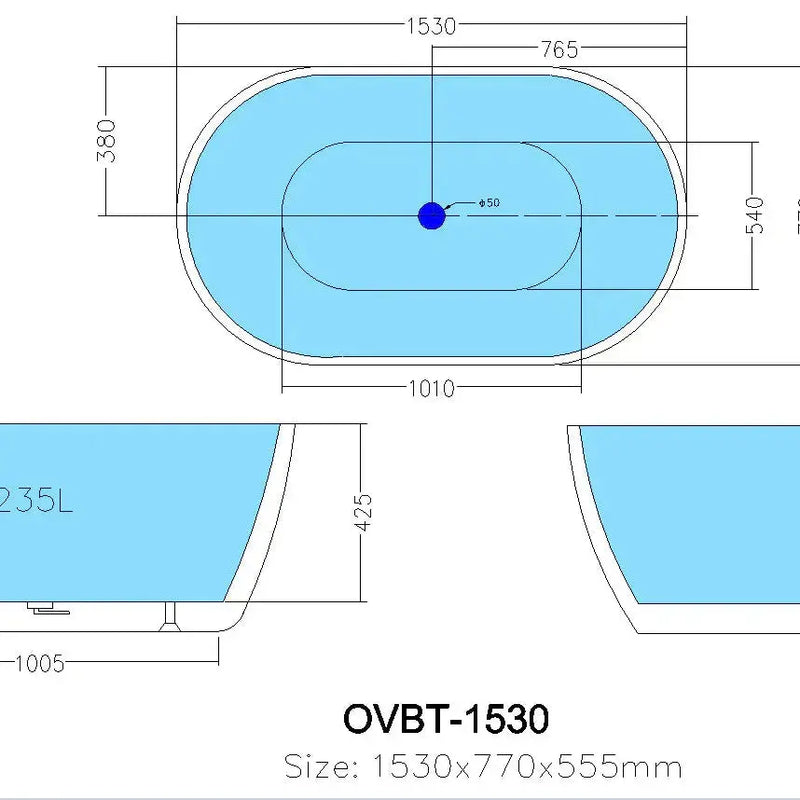 Cocoon Overflow Freestanding Bathtub - Overflow - Aqualux Bathrooms- Poseidon