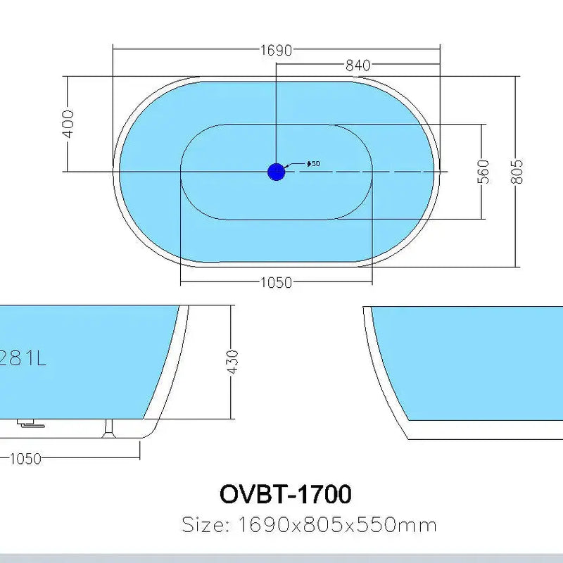 Cocoon Overflow Freestanding Bathtub - Overflow - Aqualux Bathrooms- Poseidon