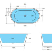 Ovia White Freestanding Bathtub - Non Overflow - Aqualux Bathrooms- Poseidon