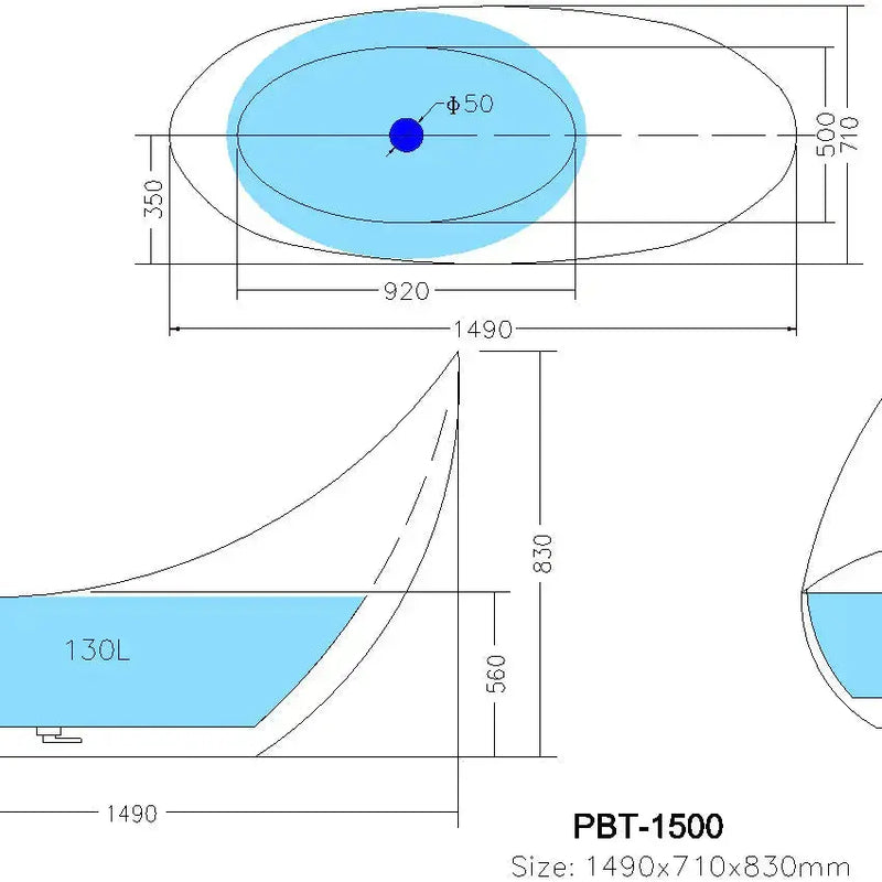 Posh Freestanding Bathtub - Non Overflow - Aqualux Bathrooms- Poseidon
