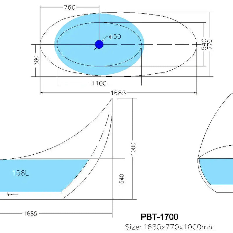 Posh Freestanding Bathtub - Overflow - Aqualux Bathrooms- Poseidon